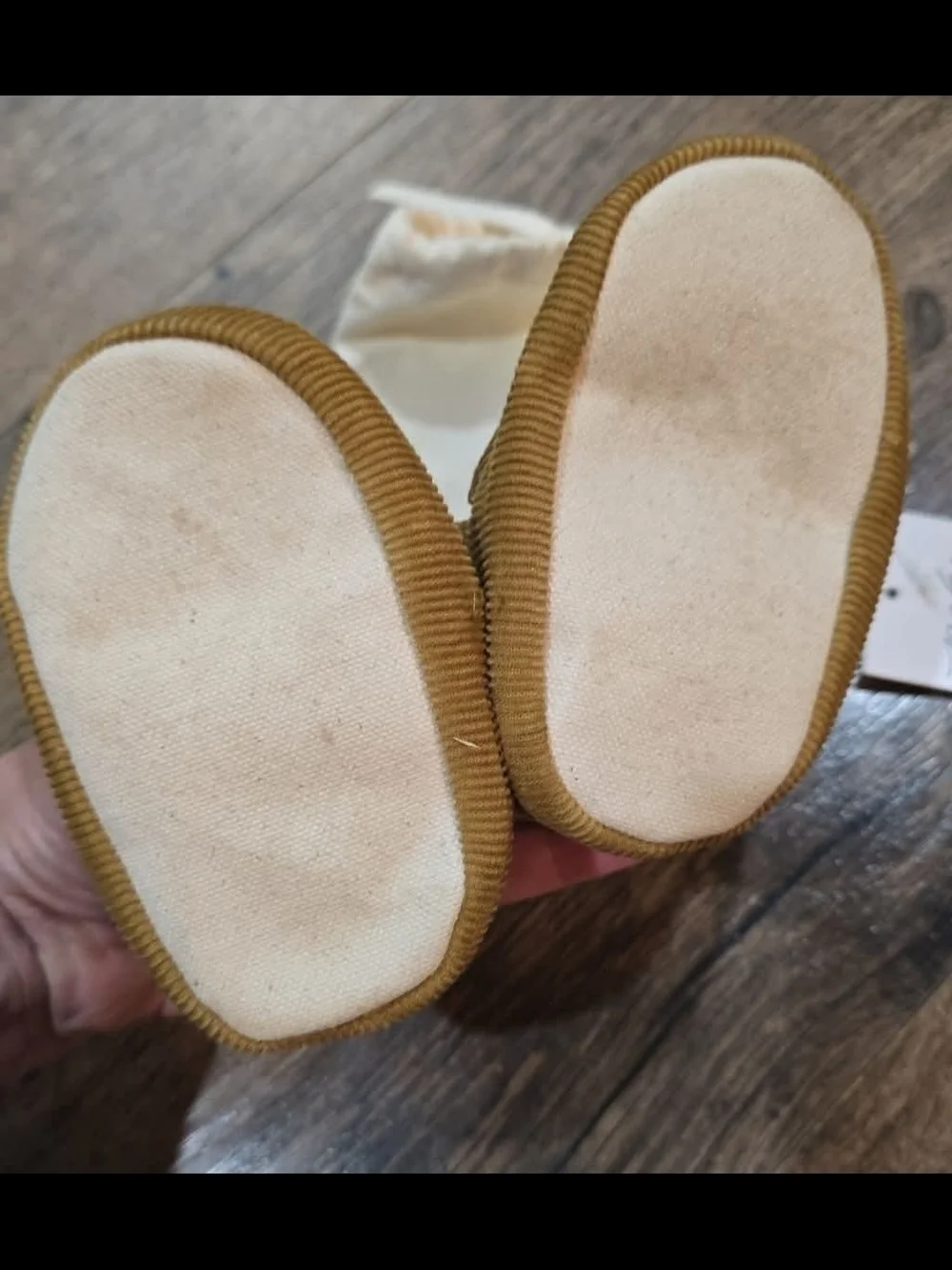 Pehr Organic Tan Corduroy Baby Booties Sz 12/18 Months